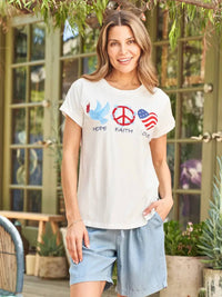 Paparazzi - Embroidered Jersey Cap Sleeve Tee