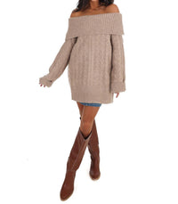 Le Lis - Denver Off Shoulder Cable Knit Sweater