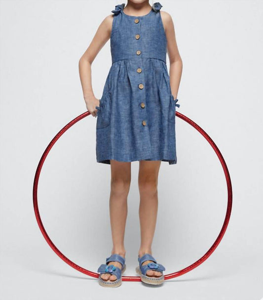 Mayoral - Girls' Knot Strap Buttoned Linen Dress