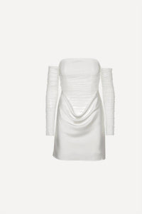 ROTATE Women's Ruched Mini Dress in egret - women's dress