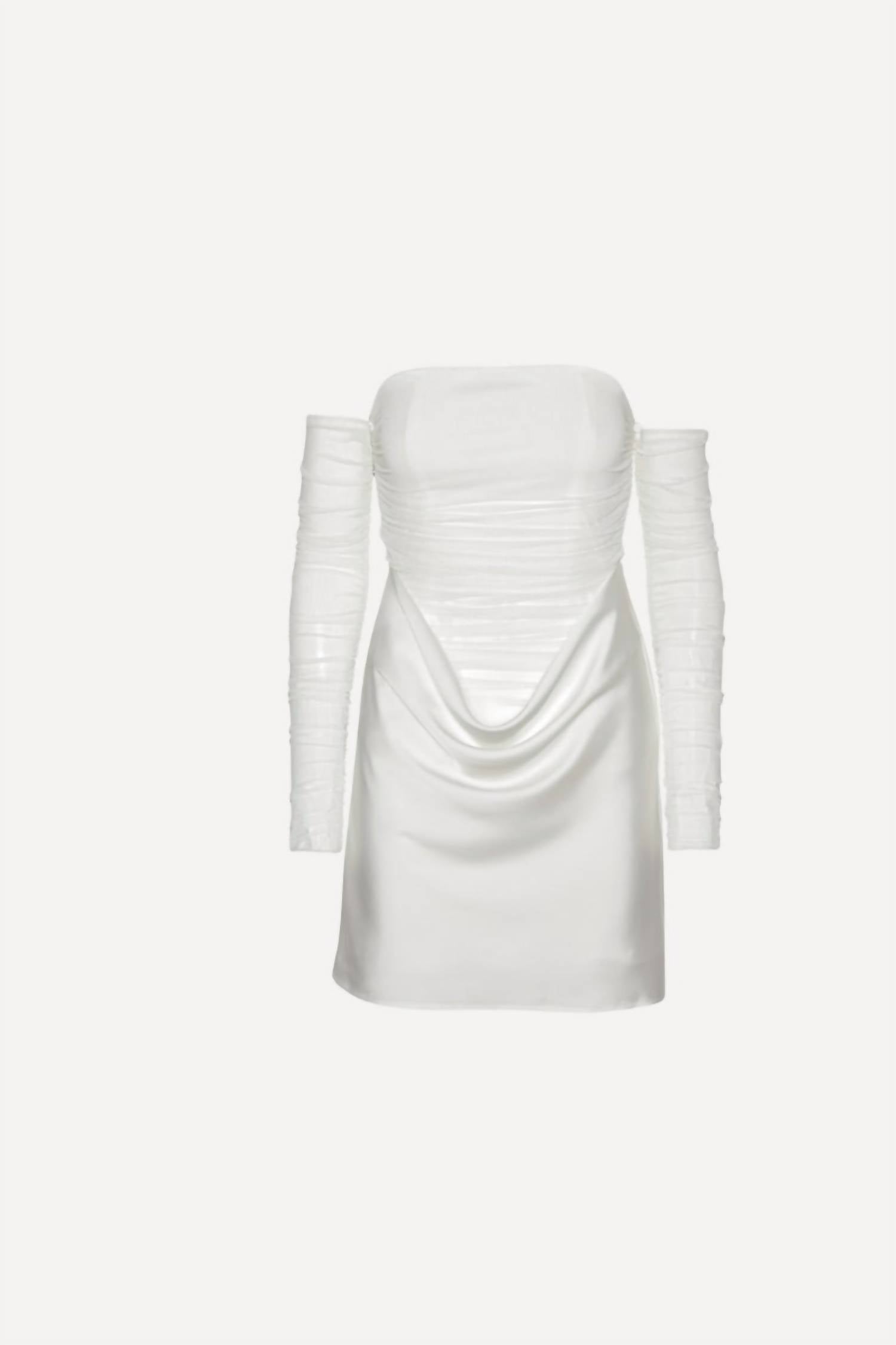 ROTATE Women's Ruched Mini Dress in egret - women's dress