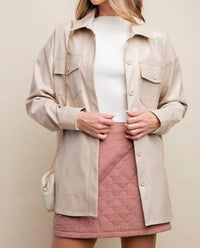 Edit By Nine - Faux Leather Oversized Button Down Shacket