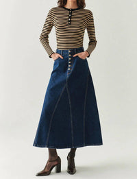 EXQUISE Araya Denim Skirt in blue - women's skirt