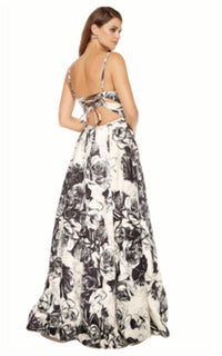 Jacquard print gown