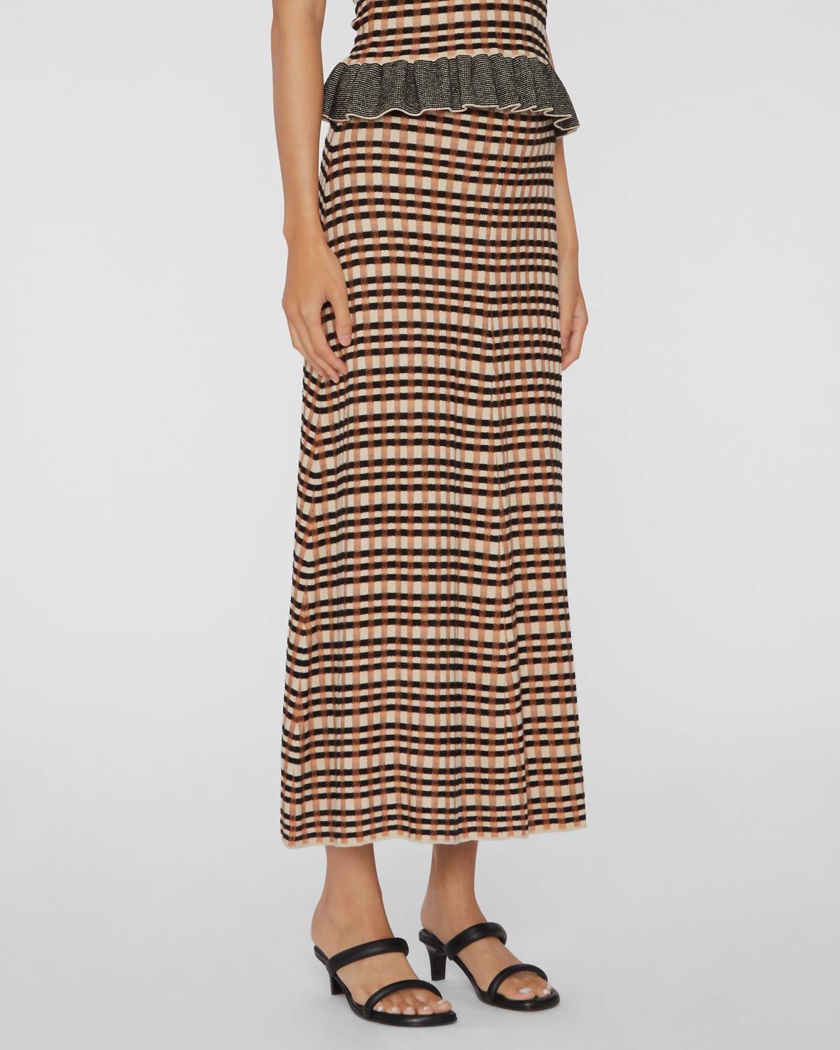Ulla Johnson Amal Midi Skirt in tierra check - women's skirt - detail view