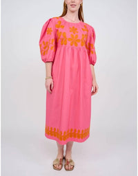 Uncle Frank CORD EMBROIDERED DRESS in pink - women's dress