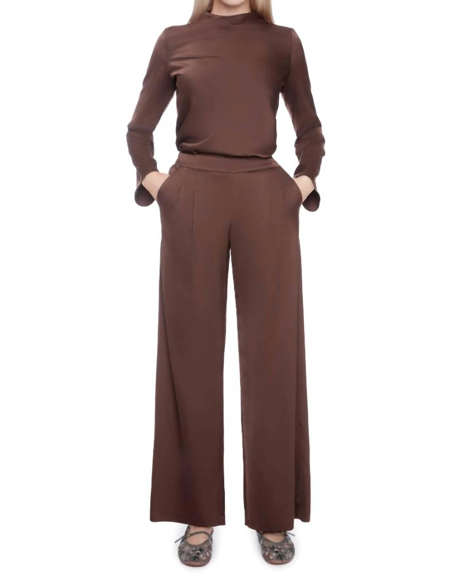 I Love Tyler Madison - Fiona Solid Satin Wide-leg Full-length Pant