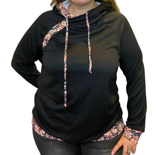 White Birch - Floral Double Hood Terry Hoodie