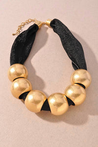 Merveille - Women's Gold Ball Mesh Statement Necklace