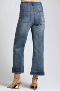 APNY Just In Time Cropped Wide Leg Pants in time cropped wide leg pants in indigo - women's pants - alternate view