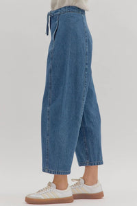 entro High Waist Drawstring Pants in blue - women's jeans - alternate view