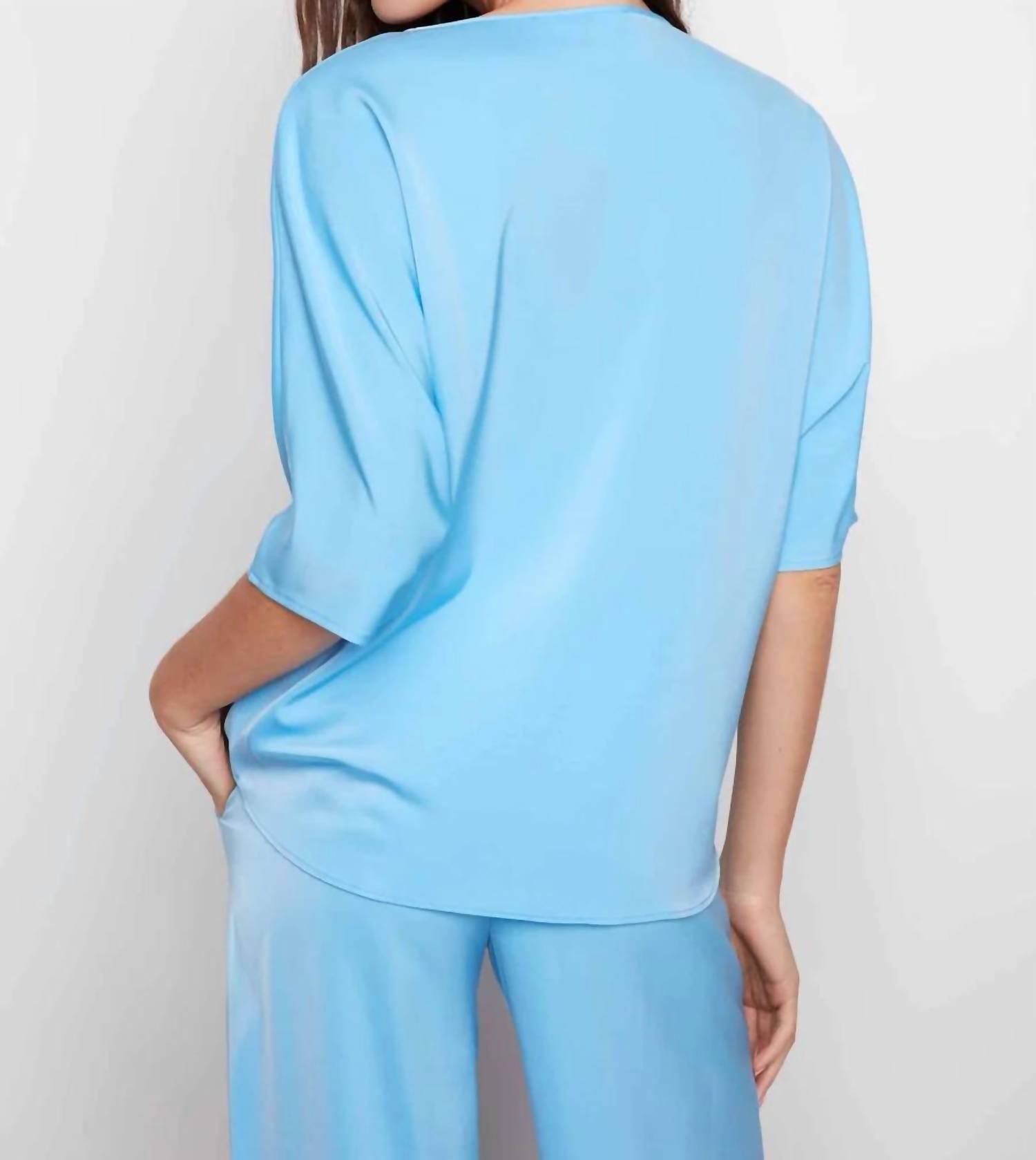 Up! - Belize Satin V-neck Short Sleeve Top