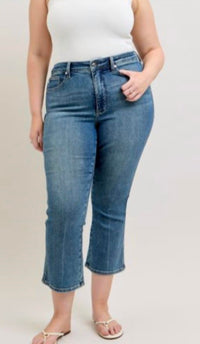 Judy Blue Tummy Control Kick Flare Jeans in blue - women's jeans