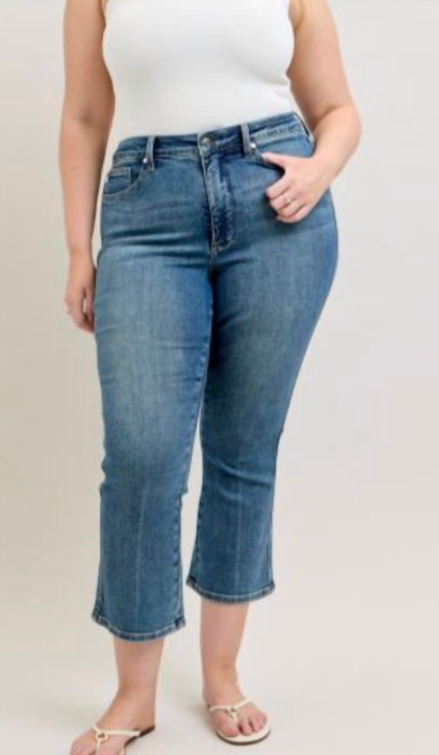 Judy Blue Tummy Control Kick Flare Jeans in blue - women's jeans