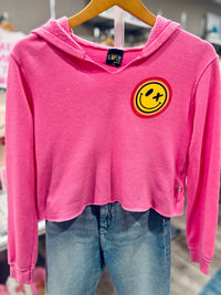 Love Junkie - Girls' Smile Face Cropped Hoodie