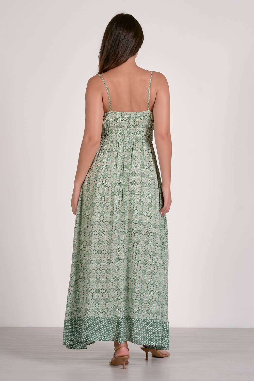 Elan - Spaghetti Strap Tie Front Maxi Dress
