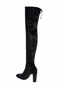 Stuart Weitzman - Women's Vidaland Stretch Crushed Velvet Otk Boots - New Without Box