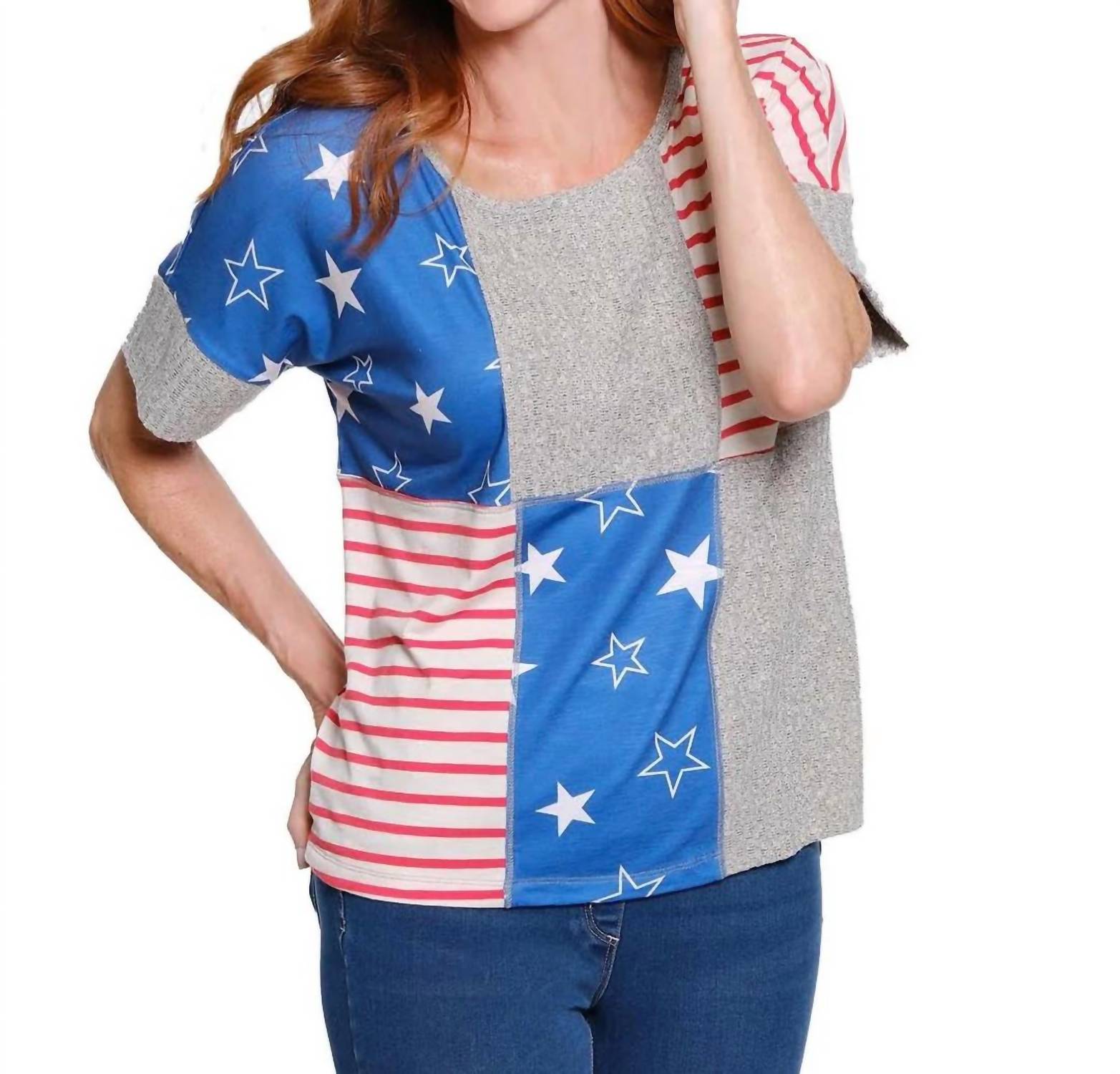 Multiples - Mixed Print Knit Top