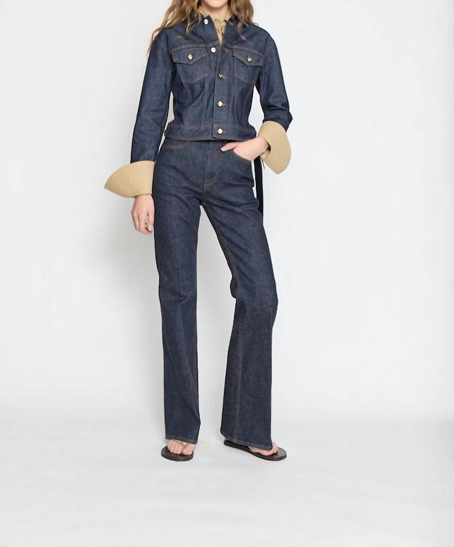 Ossou Hitch Denim Jacket in sable wash - women's jacket