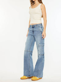 KanCan Priority Low Rise X-cargo Jeans in blue - women's jeans - alternate view