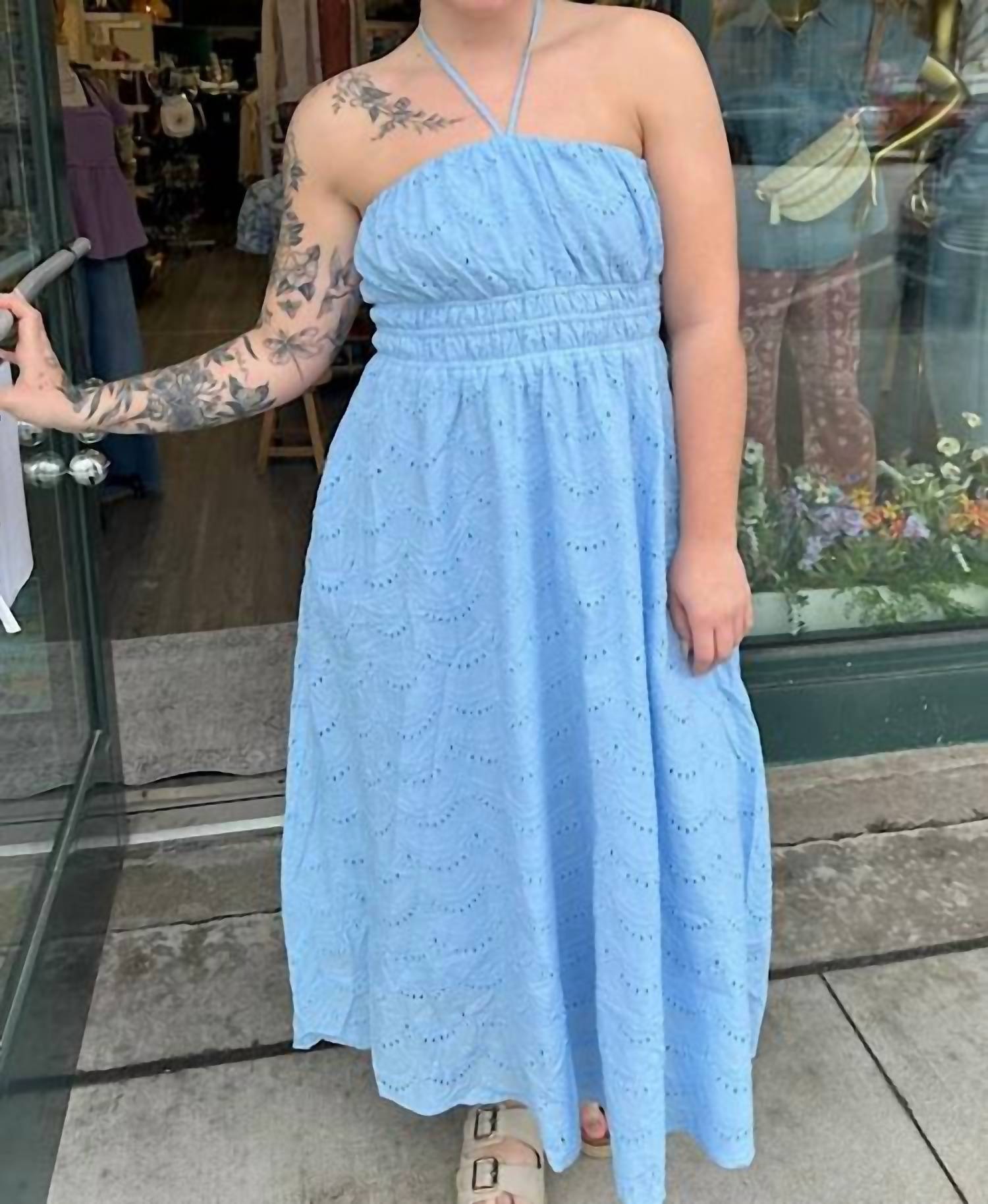 Entro - Women's Anneliese Eyelet Halter Midi Dress