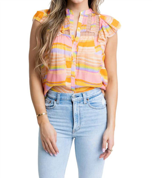 Karlie - Multi Stripe Vneck Top