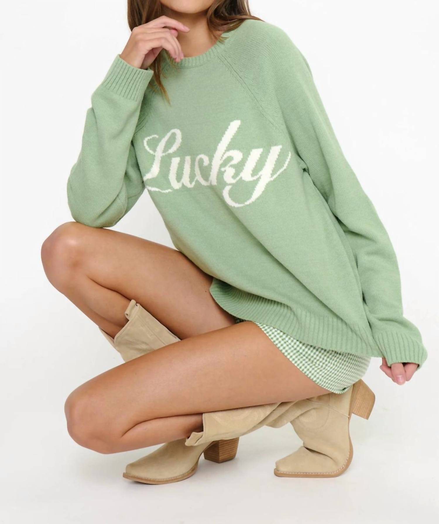 Show Me Your Mumu Off Duty Sweater in cameo green - women's sweater - alternate view