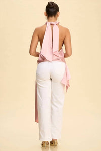 Luxxel - Halter Uneven Hemline Tunic Top