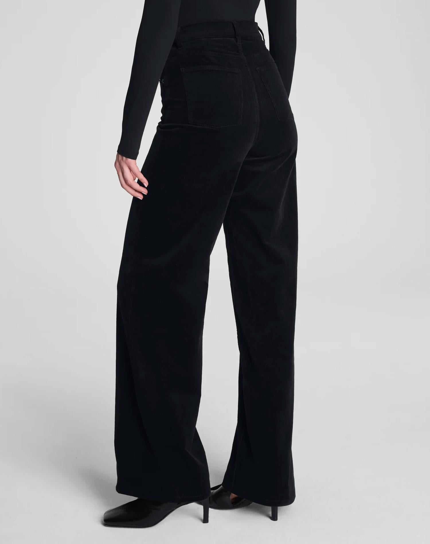 Spanx Corduroy Wide Leg Jeans in black - women's jeans - alternate view