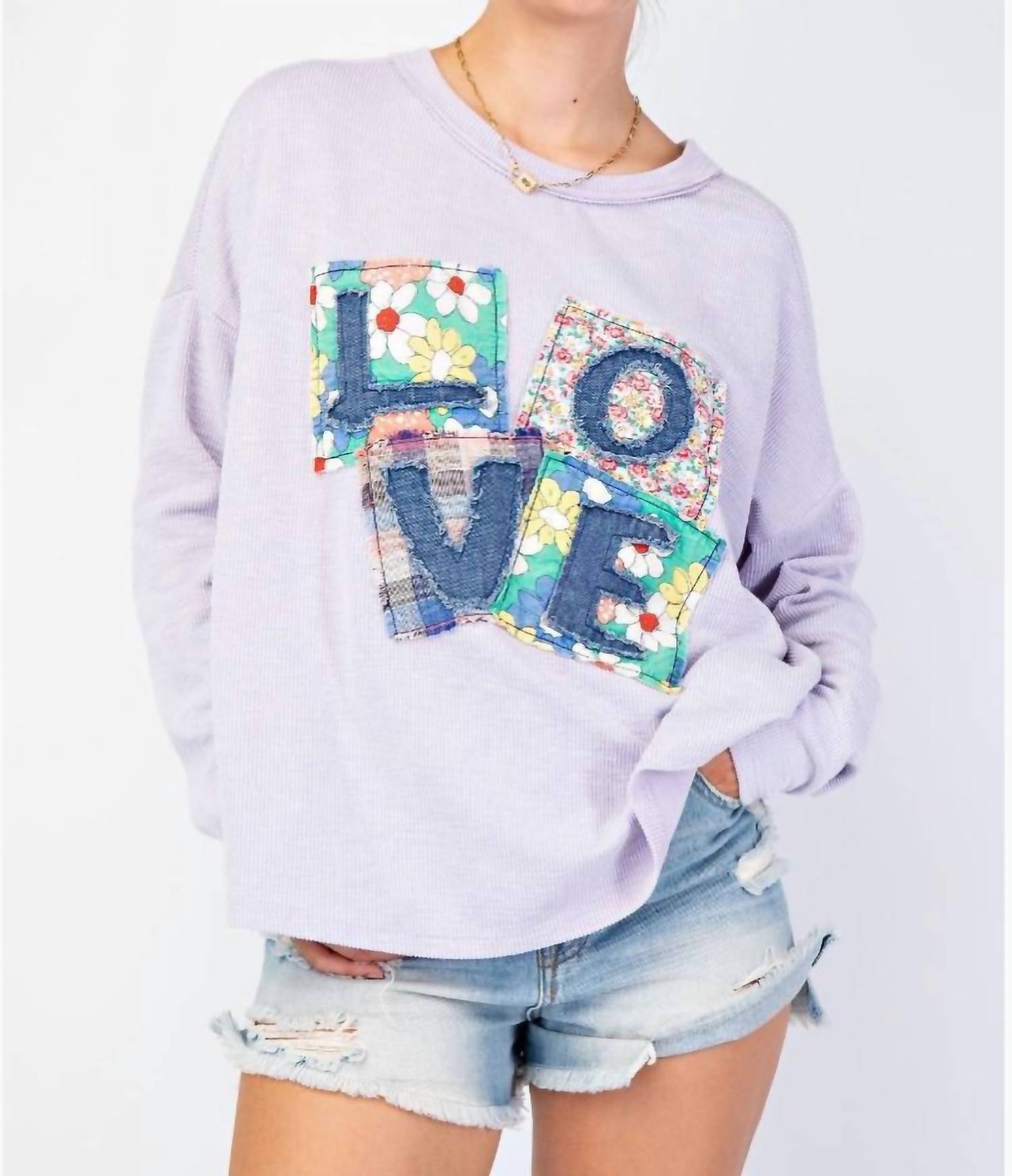 Easel - Love Patch Mineral Wash Top