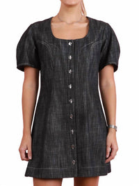 Matthew Bruch - Women's Apron Puff Sleeve Mini Dress