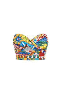 Runaway the Label Ayla Strapless Crop Top in phaedra print - women's shirt - view 4
