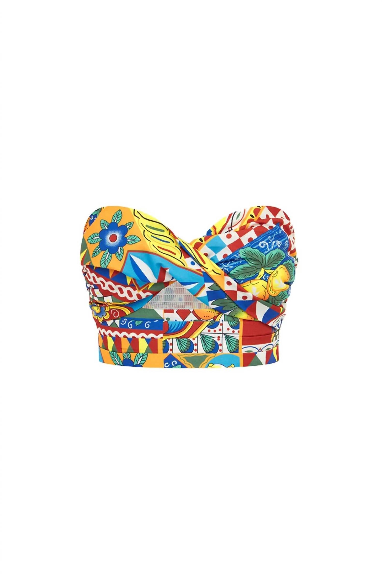 Runaway the Label Ayla Strapless Crop Top in phaedra print - women's shirt - view 4