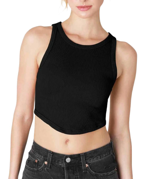 Nikibiki - Curved Hem Crew Neck Crop Top