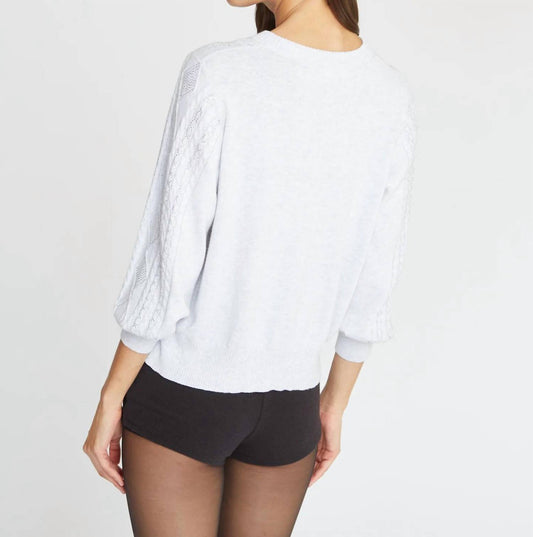 Autumn Cashmere - PUFF SLEEVE CABLE CREW TOP