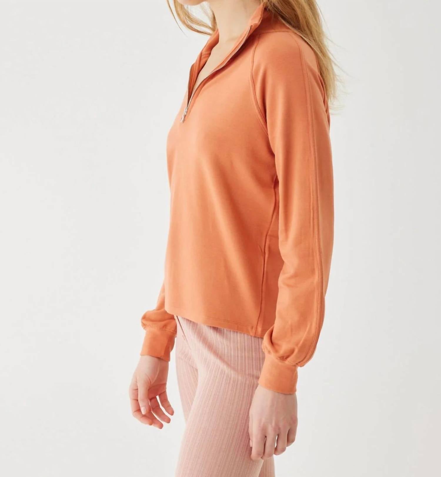 Majestic Filatures - French Terry Half Zip Mock Neck Sweater
