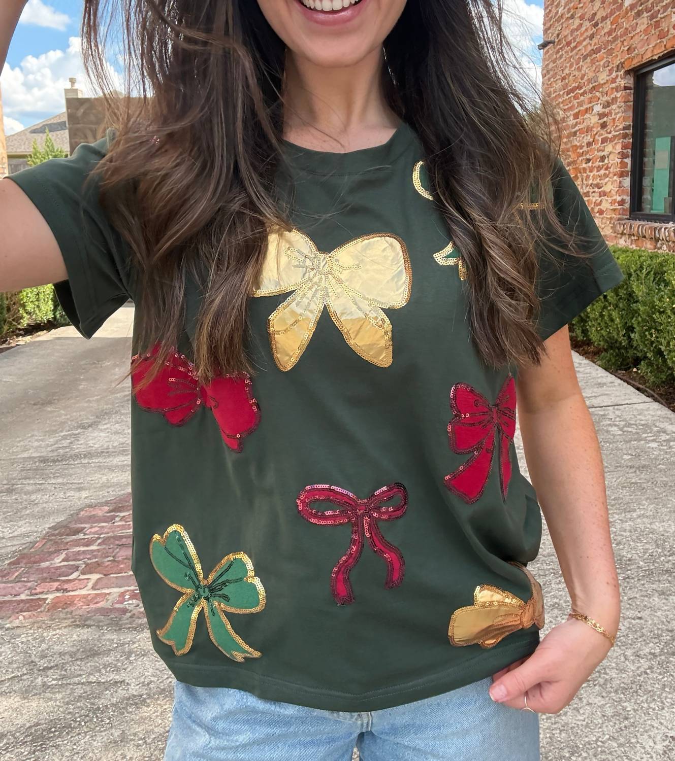 Queen Of Sparkles - Women's Custom Holiday Bow Tee