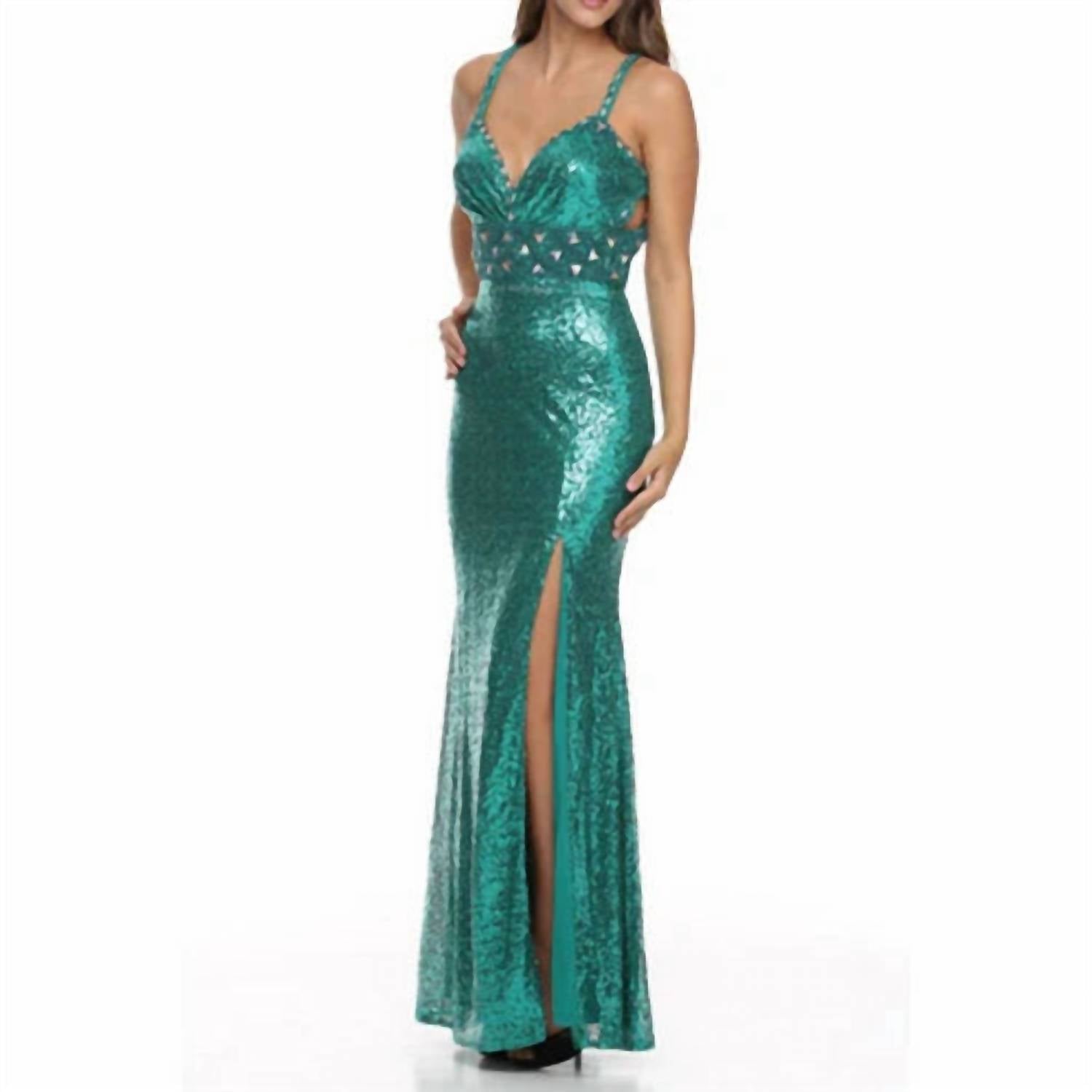 Juliet - Beaded Waist Sequin Evening Dress (plus)