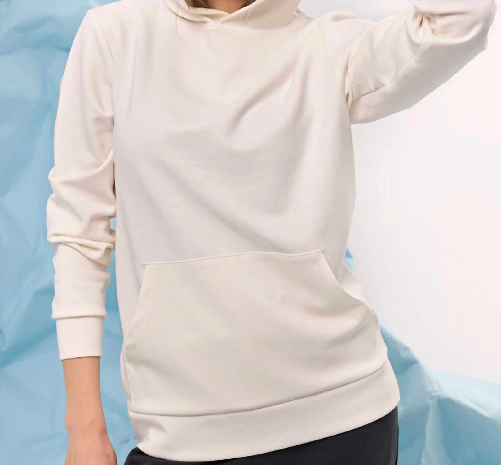 french kyss Pullover Hoodie in ivory - women's top - detail view