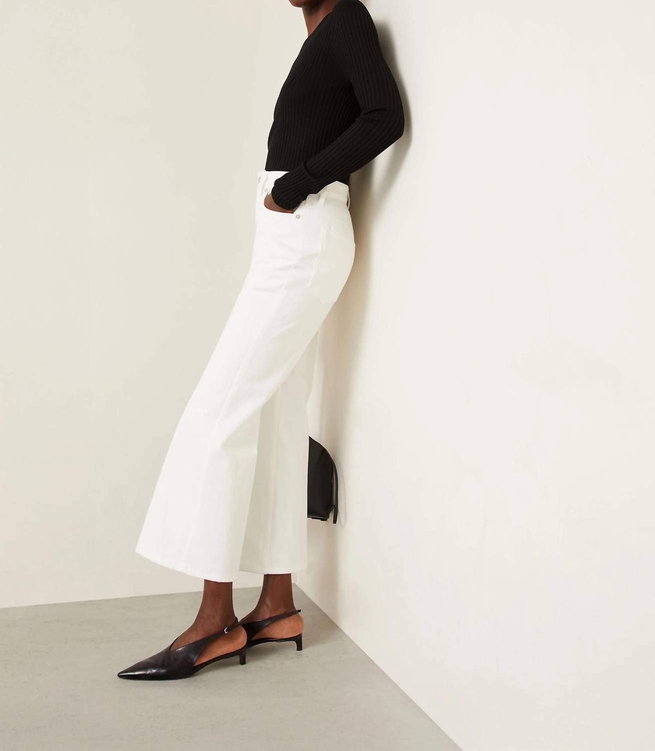 Jil Sander High Rise Flared Jeans in porcelain - women's jeans - alternate view