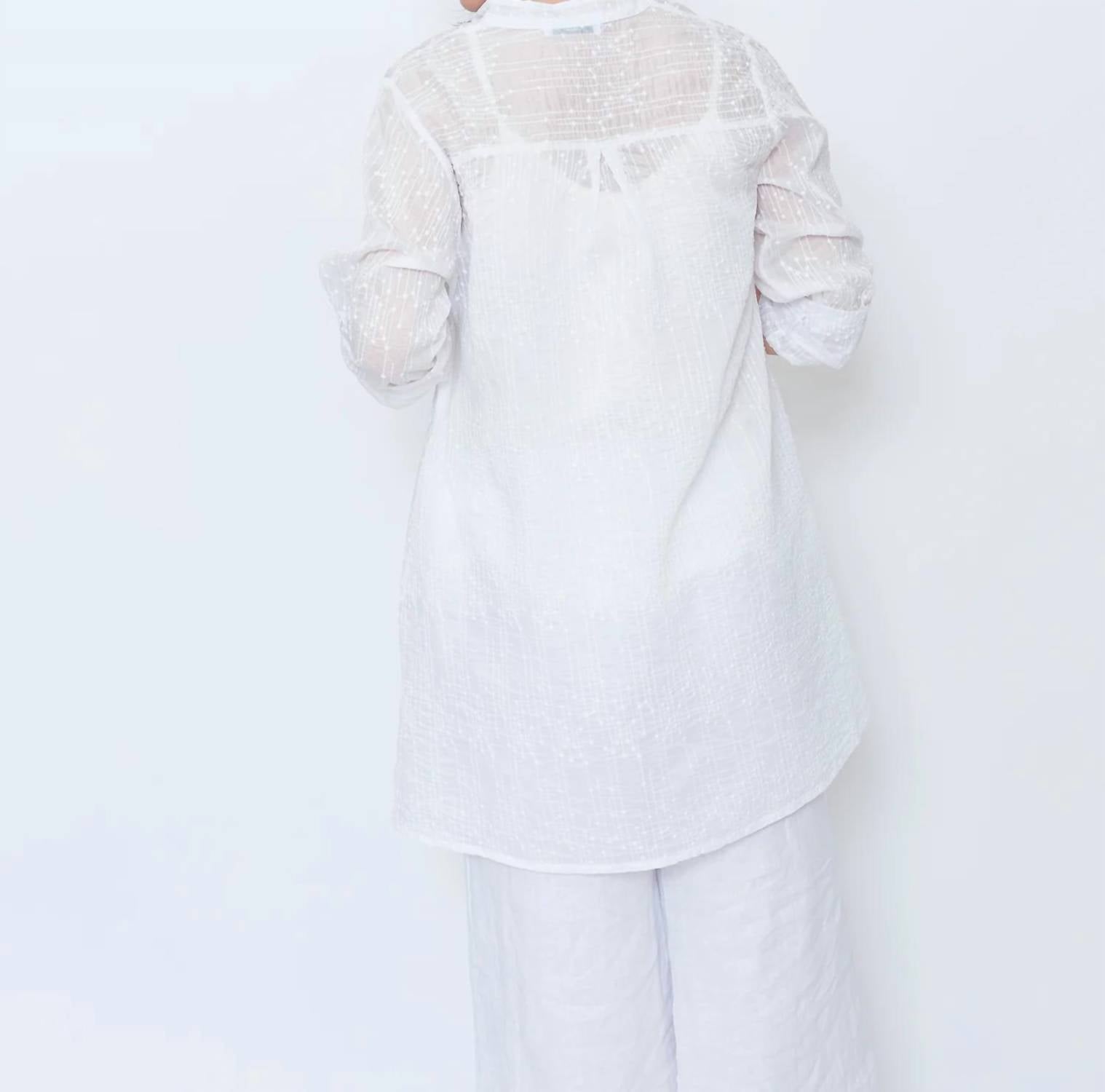Blueberry - Sheer Button Up Tunic