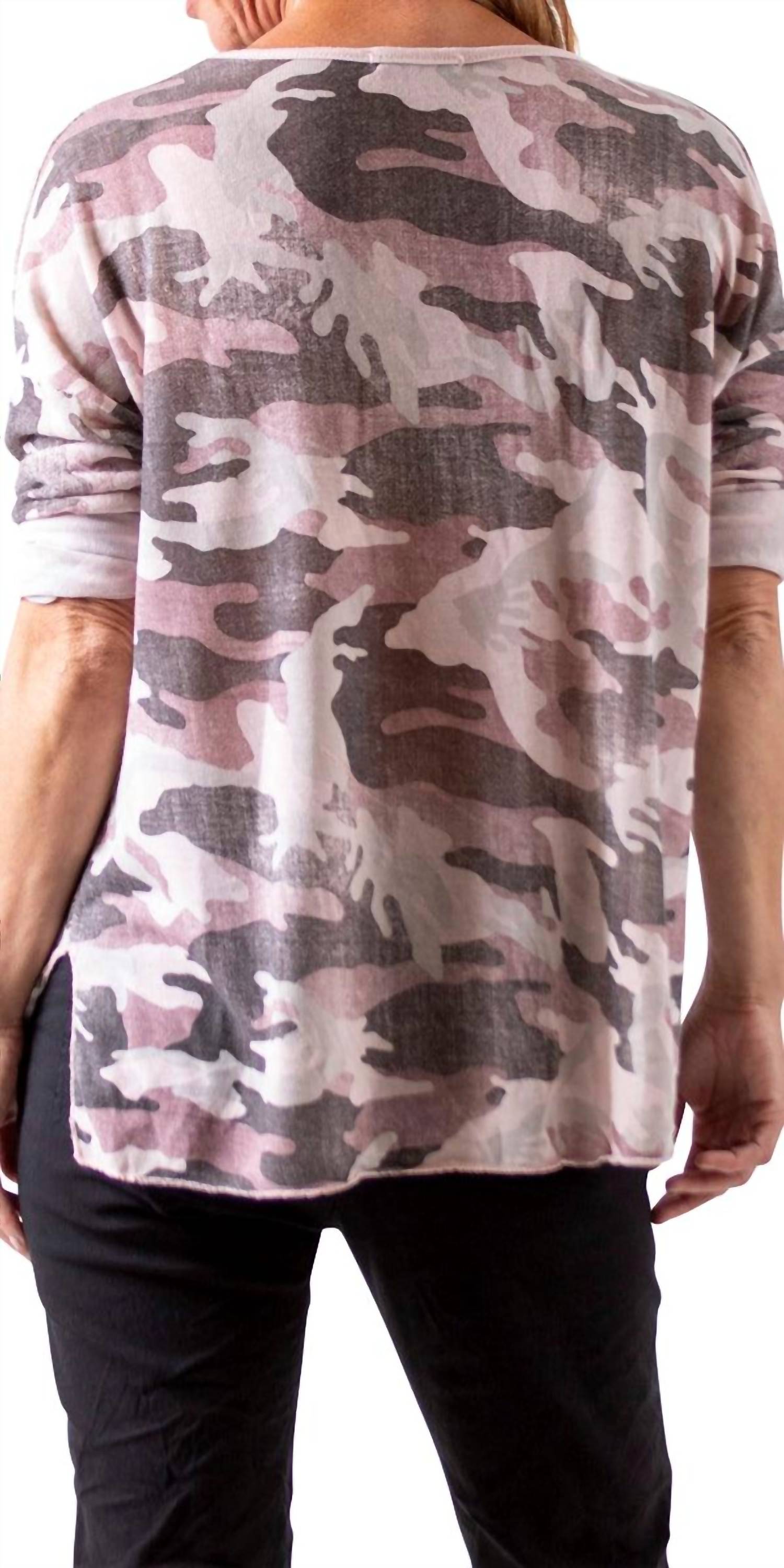 Gigi Moda - Alana Camo Sweater with Writing