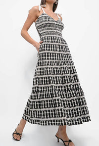 Greylin - Arkwright Embroidered Eyelet Smock Midi Dress