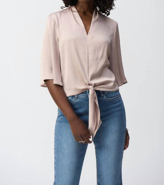 Joseph Ribkoff - Satin V-neck Top With Front Tie