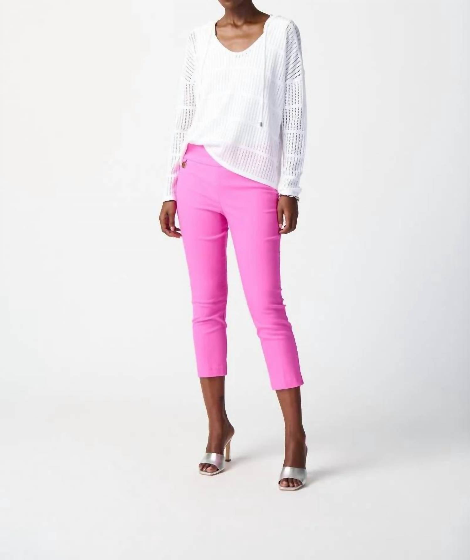 Joseph Ribkoff Crop Woven Pants in pink - women's pants - alternate view