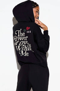 SPIRITUAL GANGSTER Power Of Love Malibu Hoodie in black - women's top - view 5