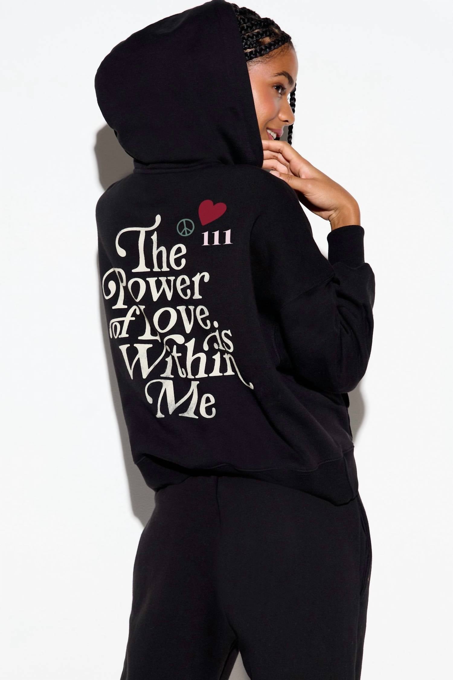 SPIRITUAL GANGSTER Power Of Love Malibu Hoodie in black - women's top - view 5