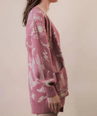 Very J - Western Graphic Knit Sweater Cardigan