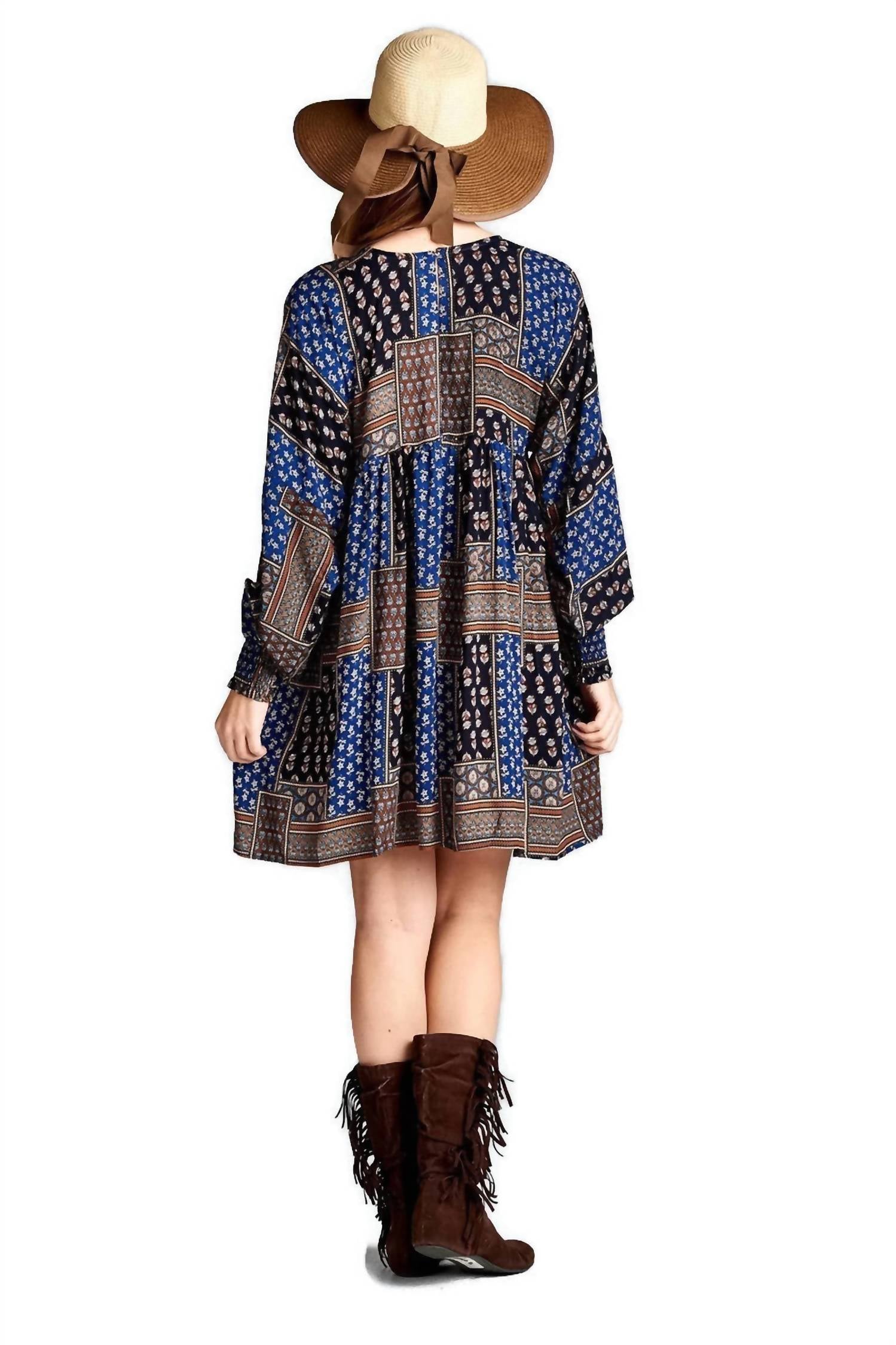 Velzera - Baby Doll Color Block Mini Dress