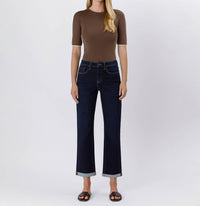 Flying Monkey - Lola High Rise Cuffed Cropped Straight Leg Jeans